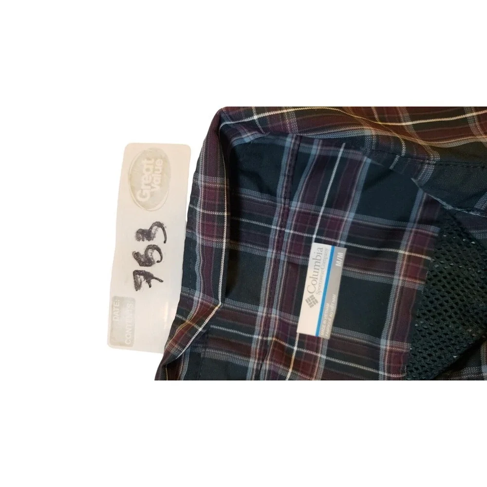 Columbia Omni-Shade Plaid Long Sleeve Shirt M Roll Tab Sleeves Outdoos Hiking‎